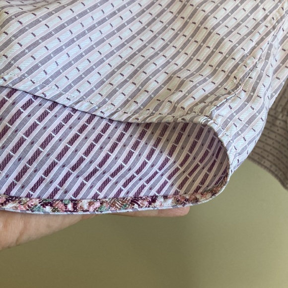 Robert Graham Dress Shirt Mens XL Classic Fit Pink Purple Flip Cuff Floral - Picture 7 of 15